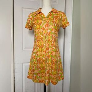 Y2K/90s does 70s Groovy Psychedelic Print Midi Dress by Twist